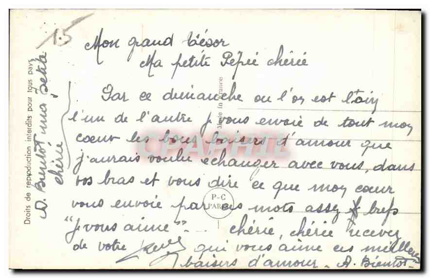 CPA Tu es tout pour Moi regarde moi longtemps de tes yeux veloutes je voudrais m'y mirer jusq'a l'et — Verso