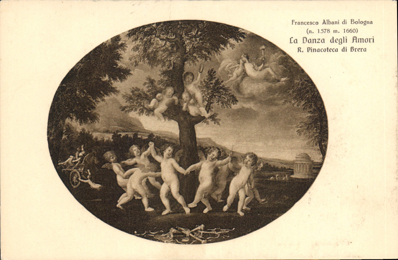 La Danza degli Amori — œuvre de Francesco Albani di Bologna (n. 1578 m. 1660) — R. Pinacoteca di Brera — Éd. G. Mengoli, Bologne