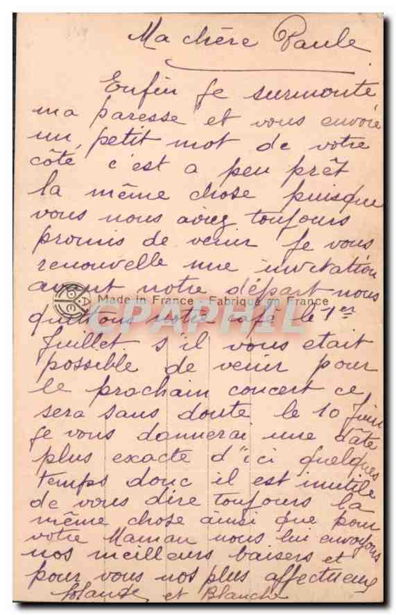CPA Femme — Rückseite
