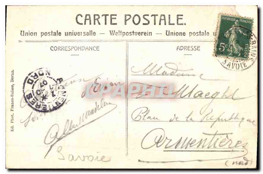 Evian-les-Bains — Le Port — B. & F. 1473 — Verso