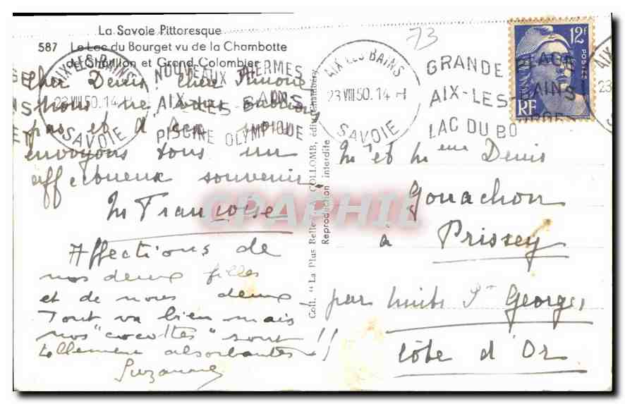CPA La Savoie Pittoresque le Lac du Bourget vu de la Chambotte  — Rückseite