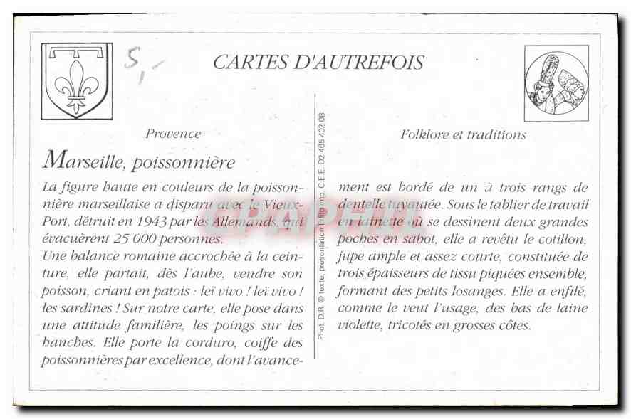 REPRO Type Marseillais une Poissonniere E ben vouei se ieu Mieto que me voules  — Rückseite
