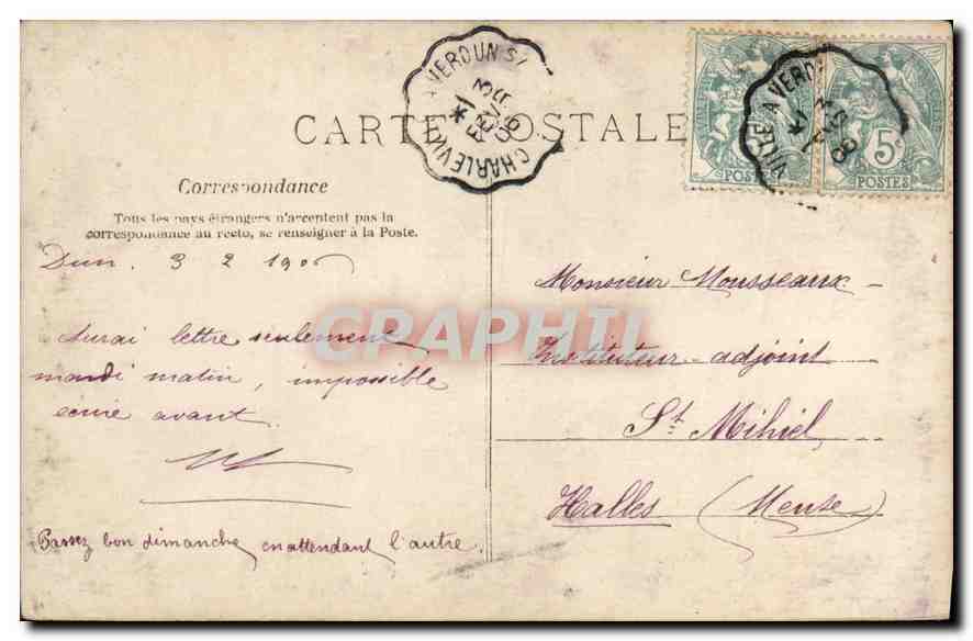 Jeune artiste — Message de bonheur — M.F. PARIS — Verso