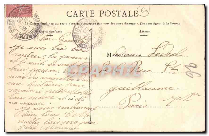 CPA Chantilly le Chateau  — Rückseite