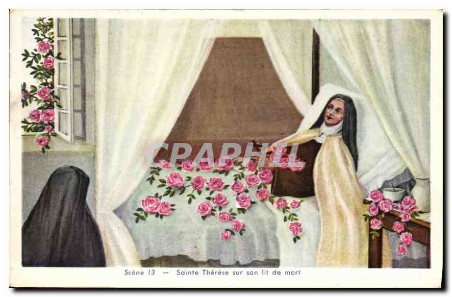 CPA Scene 13 Sainte Therese sur son lit de mort 