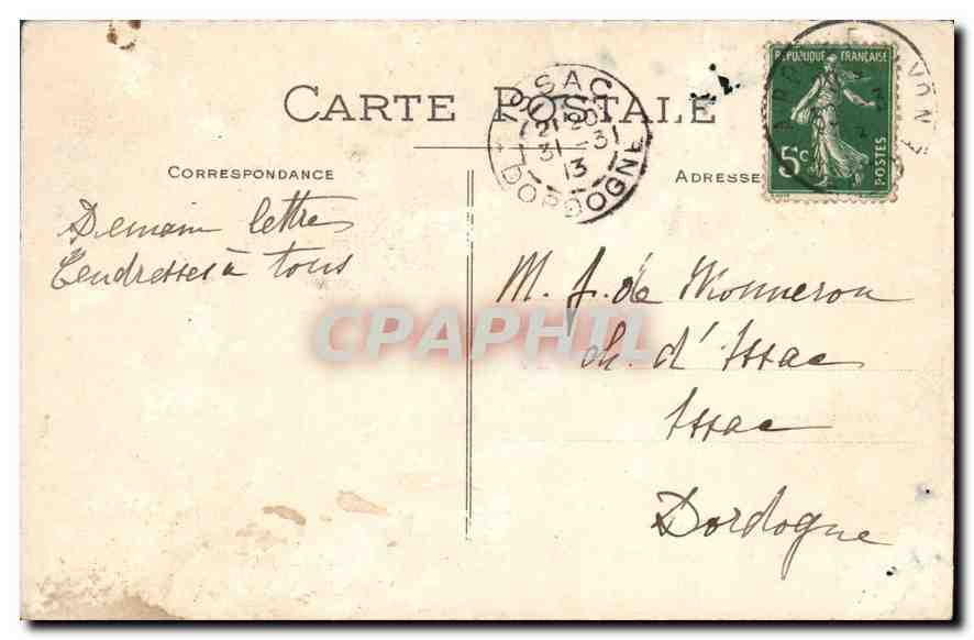 Station Hydrominérale des Fumades — La Route à la Sortie de la Station — Éditeur Griot et Mamin, n°7 — Verso