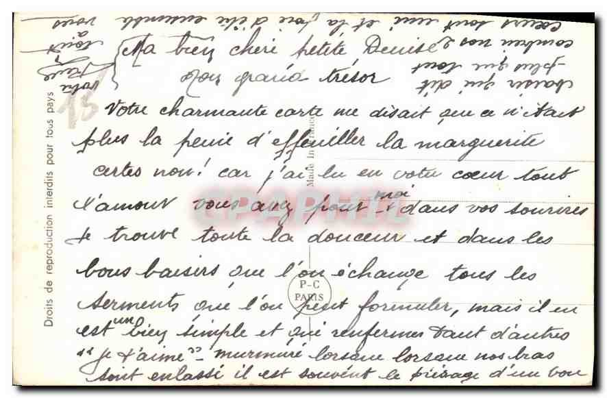 CPA J'ai lu dans vos yeux Femme — Back