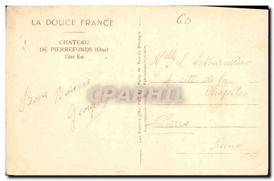 Château de Pierrefonds — Oise — Éditeur Yvon, n°60 — Reverso