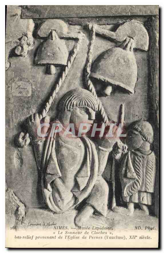 Le Sonneur de Cloches — bas-relief provenant de l'Église de Pernes (Vaucluse), XIIe siècle — Musée Lapidaire, Nîmes