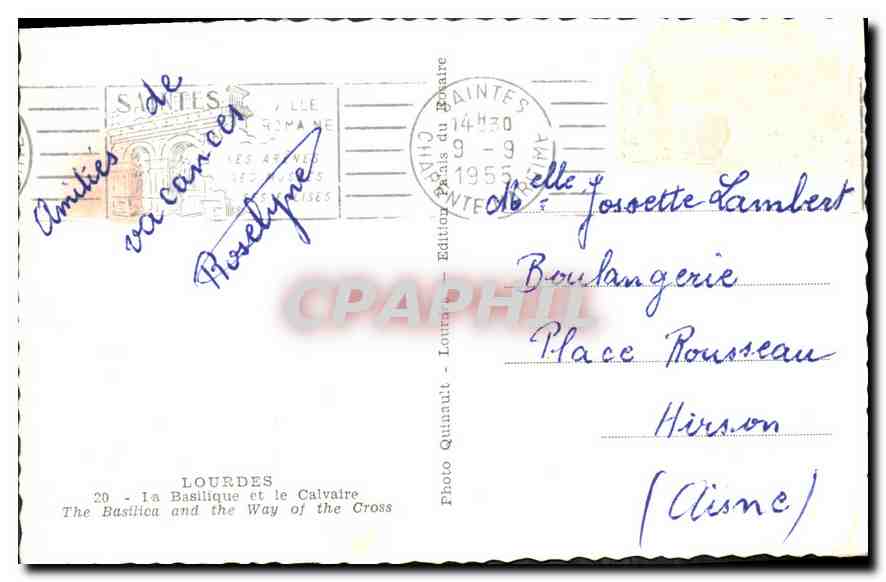CPA Lourdes la Basilique et le Calvaire  — Verso