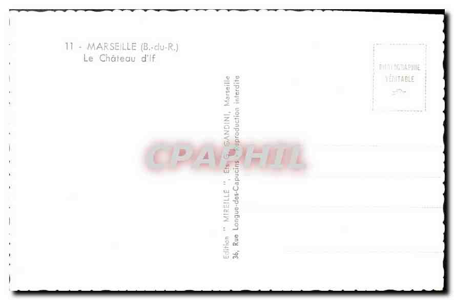 CPA Marseille B du R le Chateau d'If  — Verso