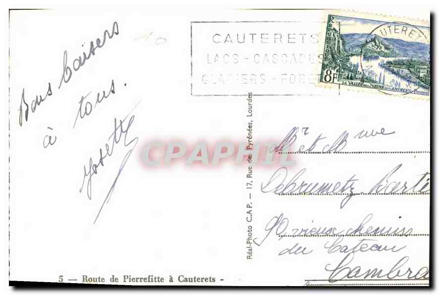 CPA Route de Pierrefitte a Cauterets  — Rückseite