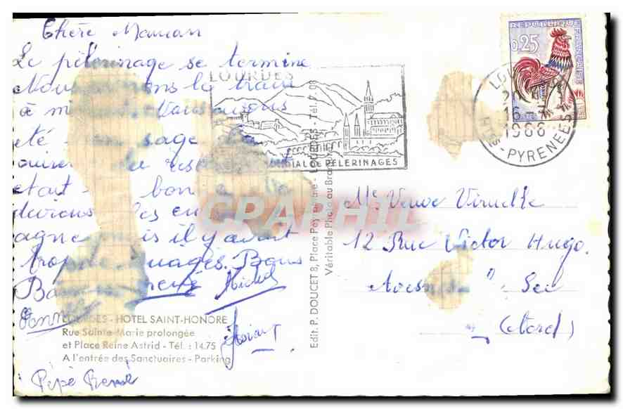 CPA Hotel Saint Honore Rue Sainte la prolongee et Place Reine Astrid  — Rückseite