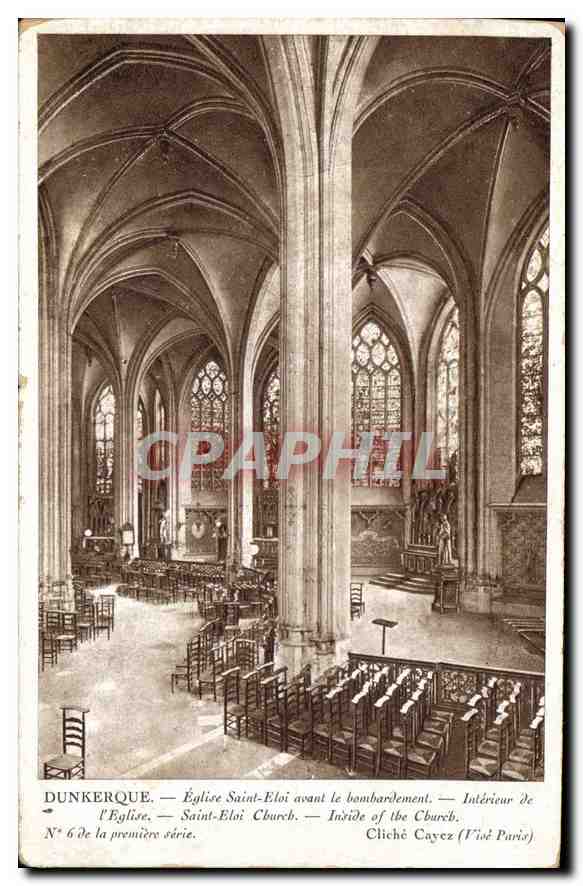 CPA Dunkerque Eglise Saint Eloi avant le bombardement Interieur de l'Eglise 