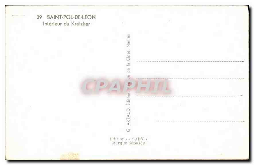 CPA Saint pol de Leon Interieur de Kreizker  — Rückseite