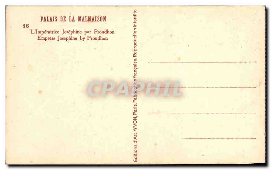 CPA Palais de la Malmaison l'Imperatrice Josephine par Proudhon  — Verso
