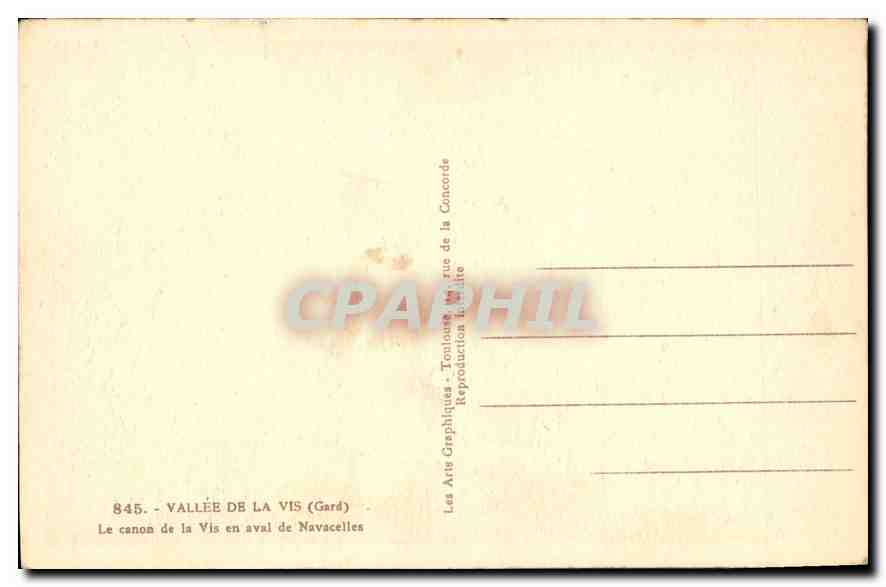 CPA Valle de la Vis Gard Le canon de la Vis en aval de Navacelles  — Rückseite