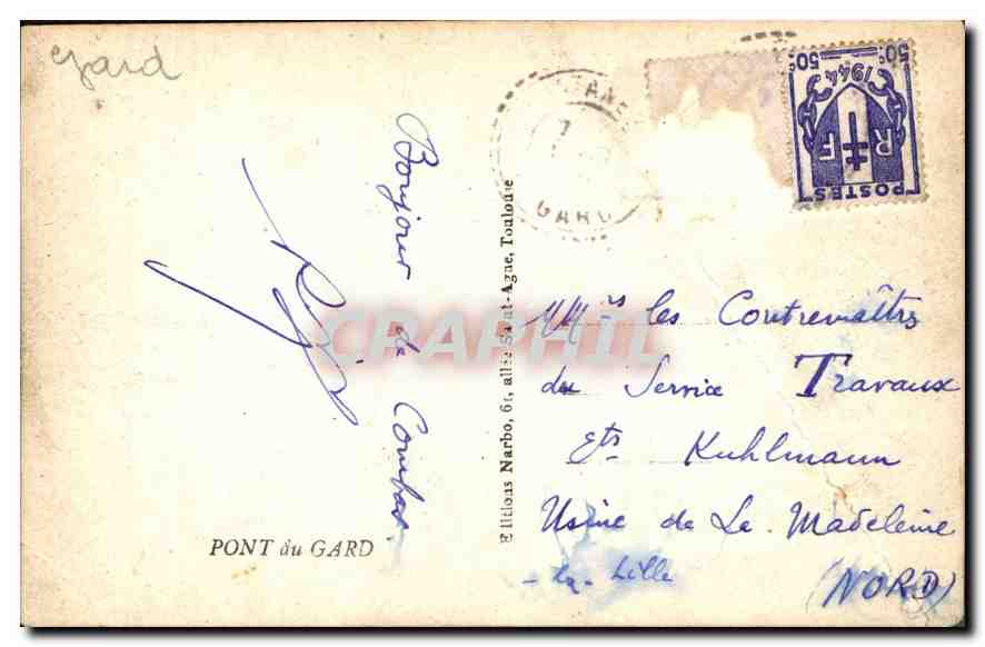 CPA Pont du Gard  — Rückseite