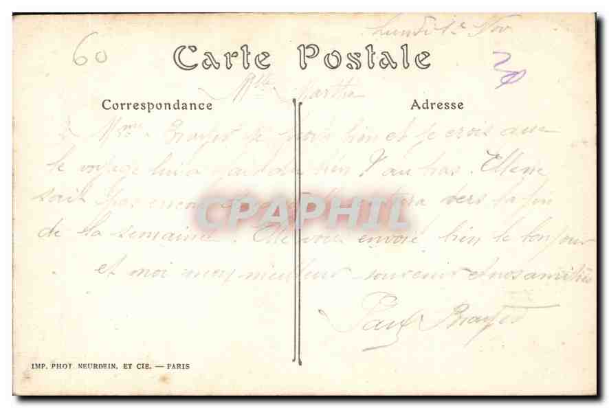 CPA Compiegne Coin du Parc avec cue sur le Chateau  — Rückseite