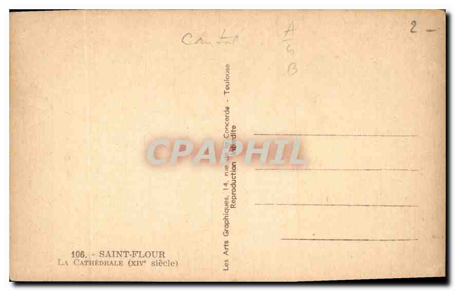 CPA Saint Flour La Cathedrale  — Verso