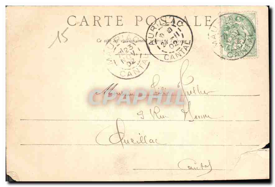 CPA Le Cantal Mauriac Portail de l'Eglise Notre Dane des Miracles  — Rückseite