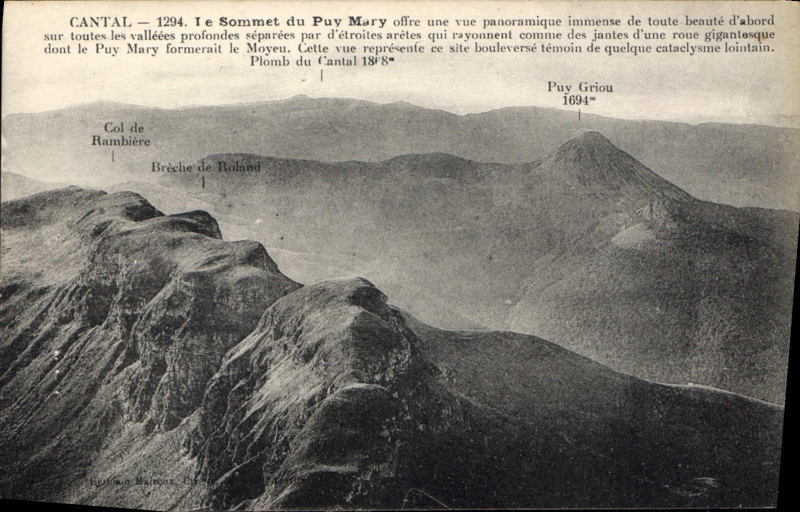 Cantal — Le Sommet du Puy Mary — Plomb du Cantal 1888