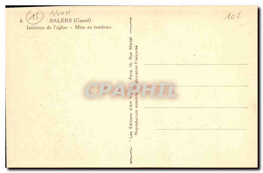 CPA Salers Cantal Interieur de l'Eglise Mise au tombeau  — Verso