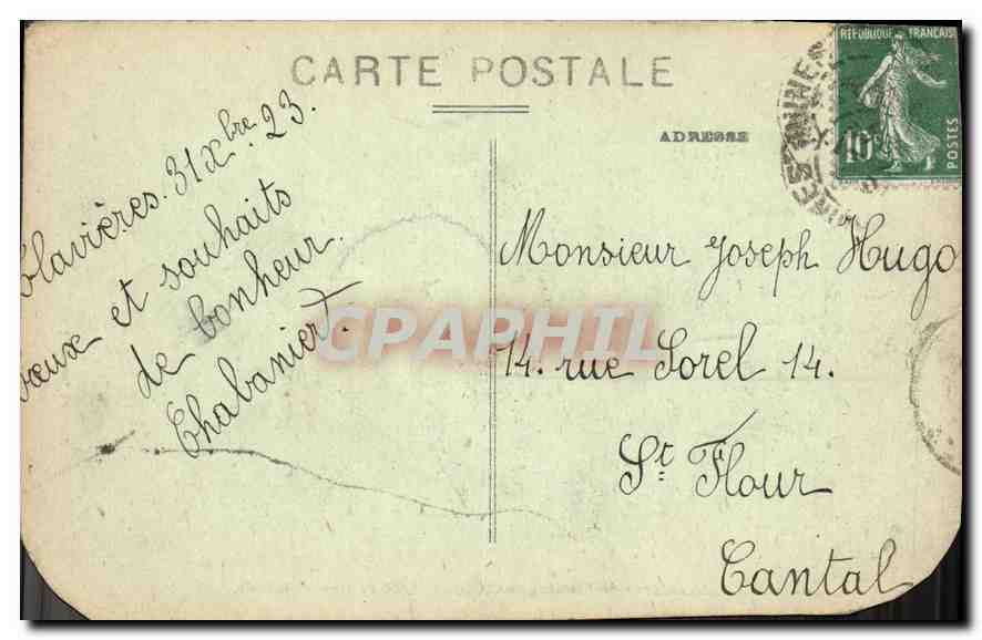 CPA Clavieres de Montagnes Cantal  — Rückseite
