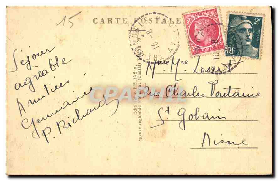 CPA La Deveze Cantal  — Rückseite