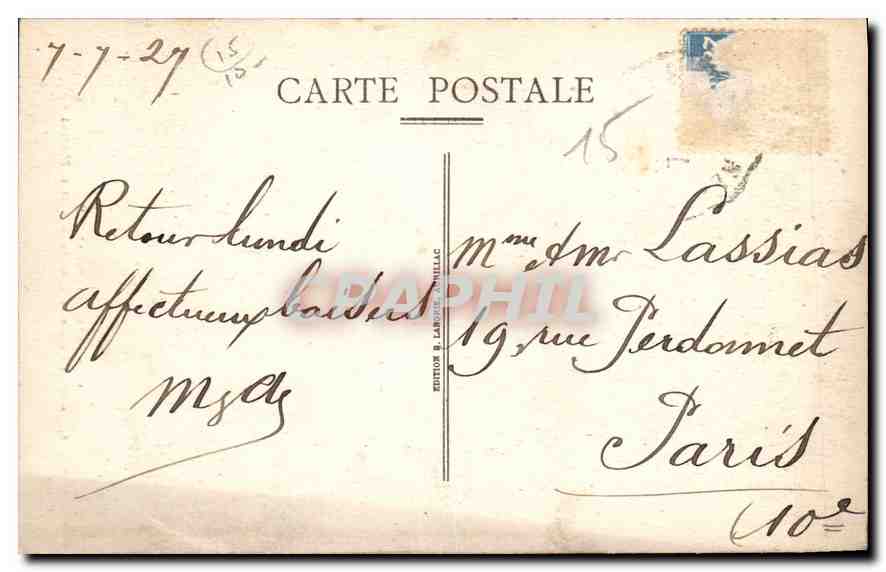 Le Cantal pittoresque — Ravin de la Clidèle et Pont de la Mort à Menet — Éditeur B. LARIGUE, n° 660 — Rückseite