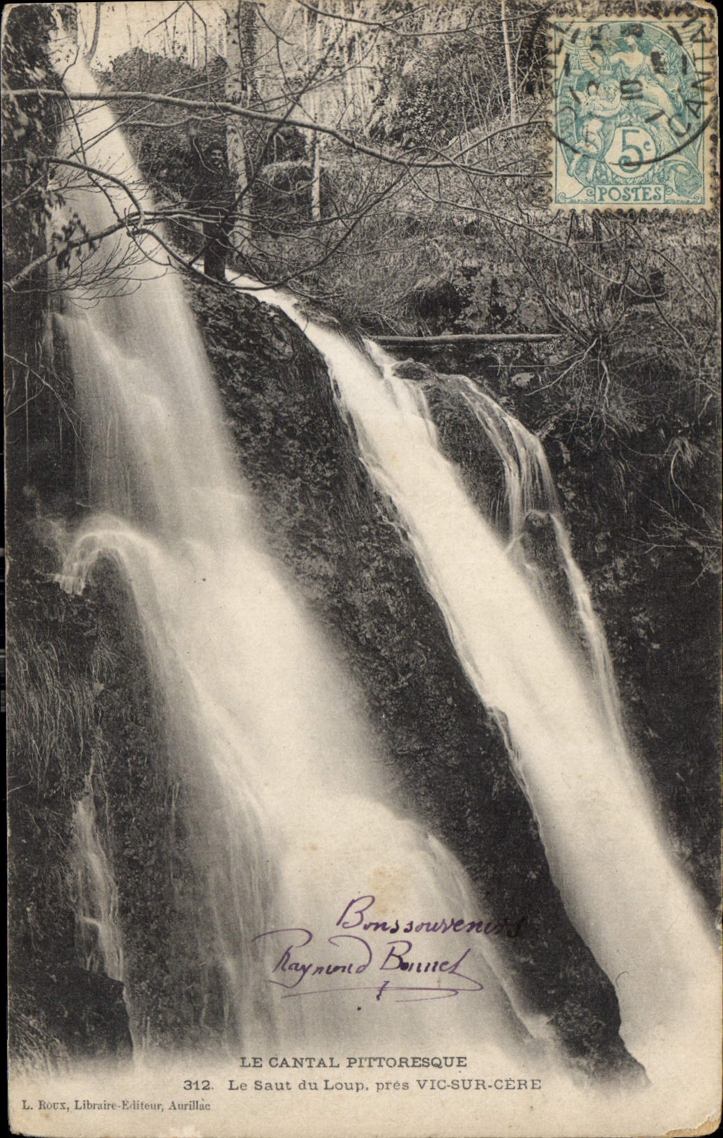Le Saut du Loup, près Vic-sur-Cère — Cantal pittoresque — L. Roux, Libraire-Éditeur, Aurillac, n°312