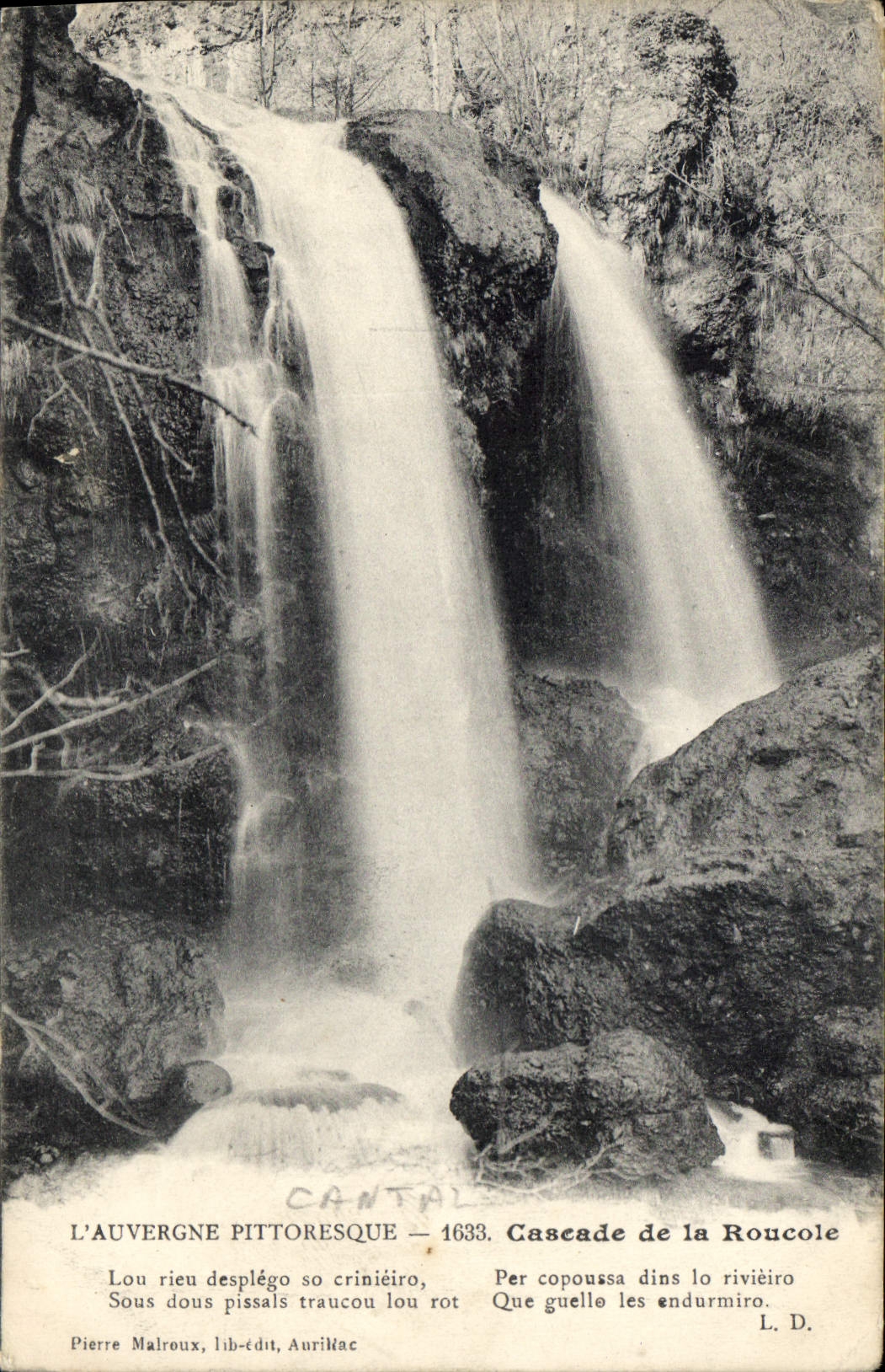 L'Auvergne pittoresque — Cascade de la Roucole — Pierre Malroux, lib.-édit. Aurillac