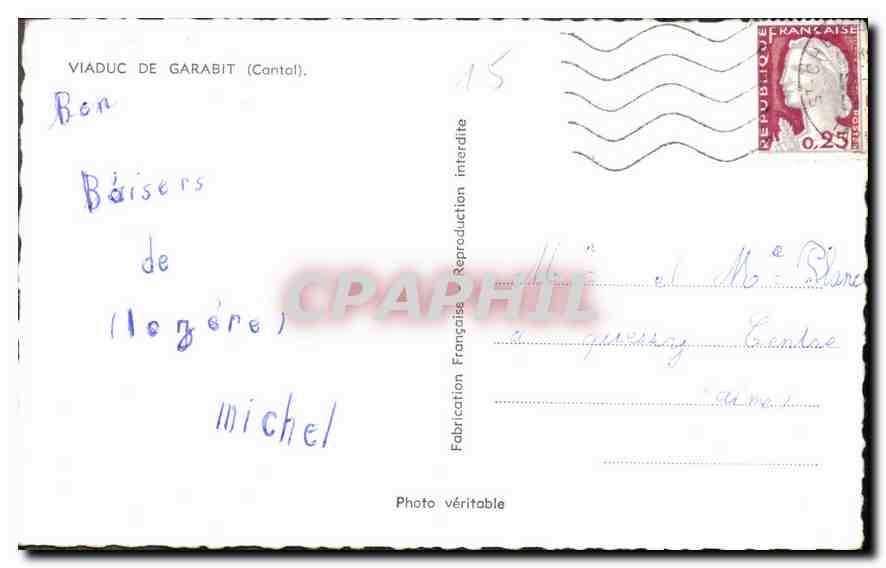 CPA Viaduc de Carabit Cantal  — Verso