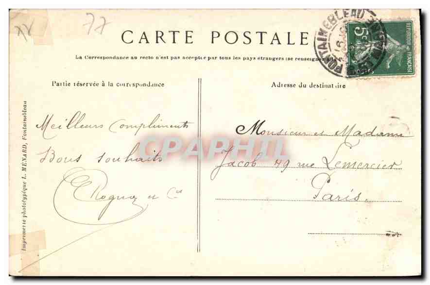Fontainebleau — Place Denecourt — Effet de Neige — Collection Artistique L. M. - 1 — Rückseite
