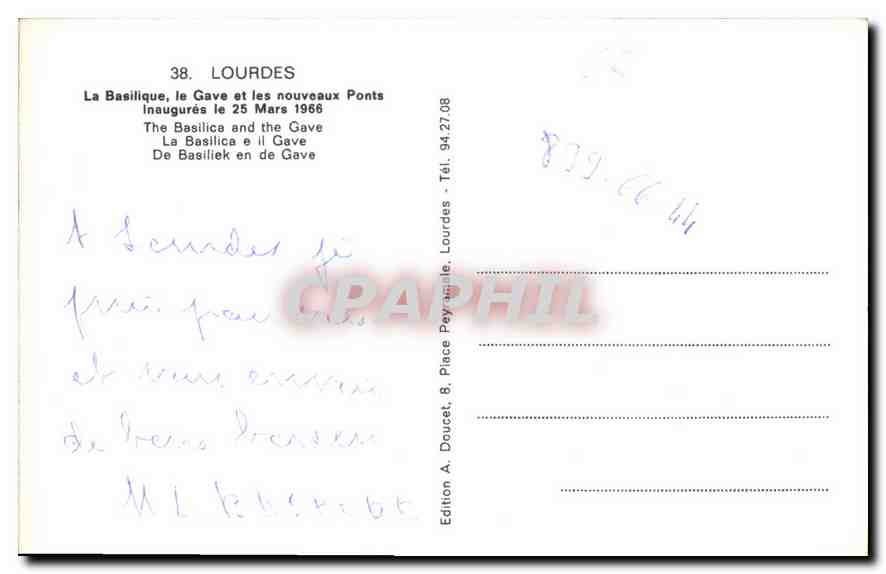 CPA Lourdes La Basilique le gave et les nouveaux Ponts  — Verso