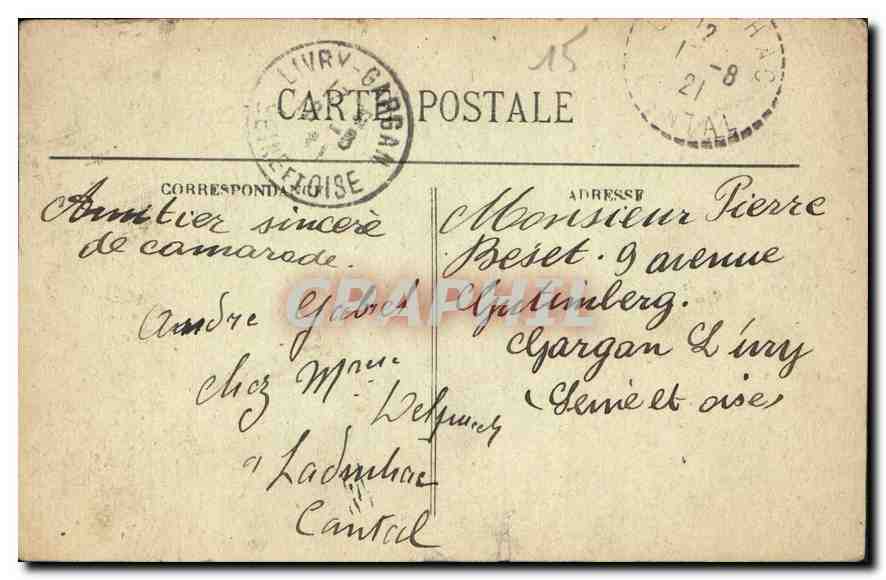 CPA L'Auvergne Pittoresque Cantal Ladinhac La Cascade  — Rückseite