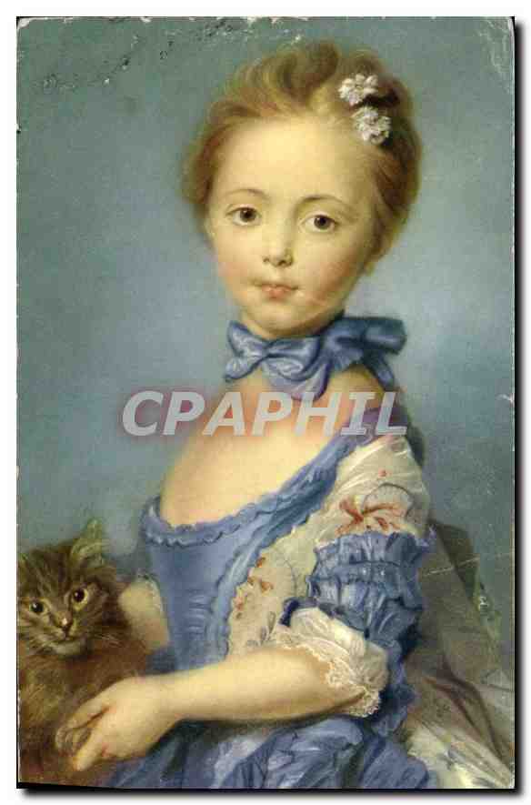 CPA Perronneau Jeune Fille avec un petit chat National Galery 