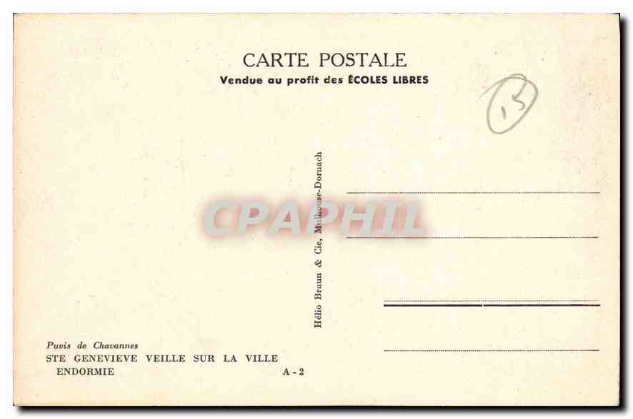 CPA Puvis de Chavannes St Genevieve veille sur la Ville Endormie  — Verso