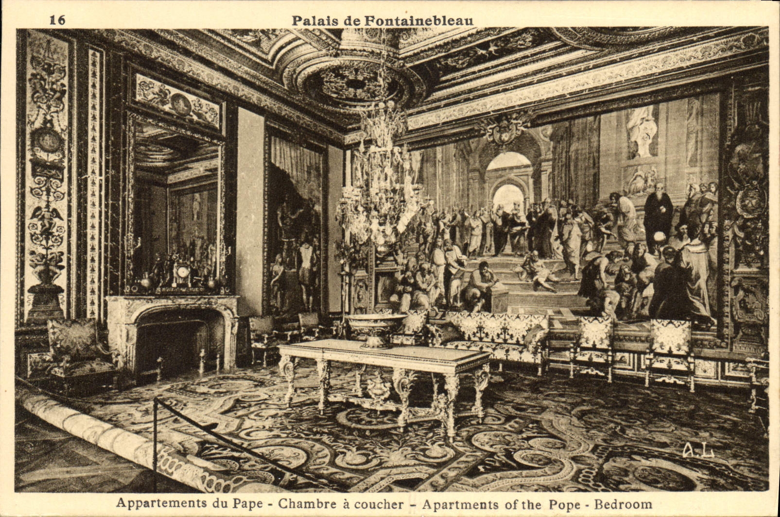 Schloss Fontainebleau — Papst-Apartments — Schlafzimmer — Verlag A.L. Nr. 16