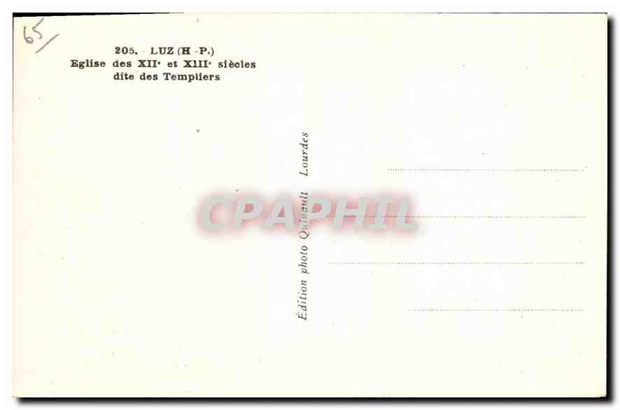 CPA Luz H P Eglise des XII et XIII siecles  — Rückseite