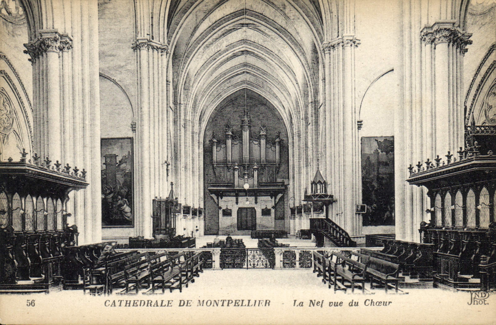 CPA Cathedrale de Montpellier la Nef vue du Choeur Orgue