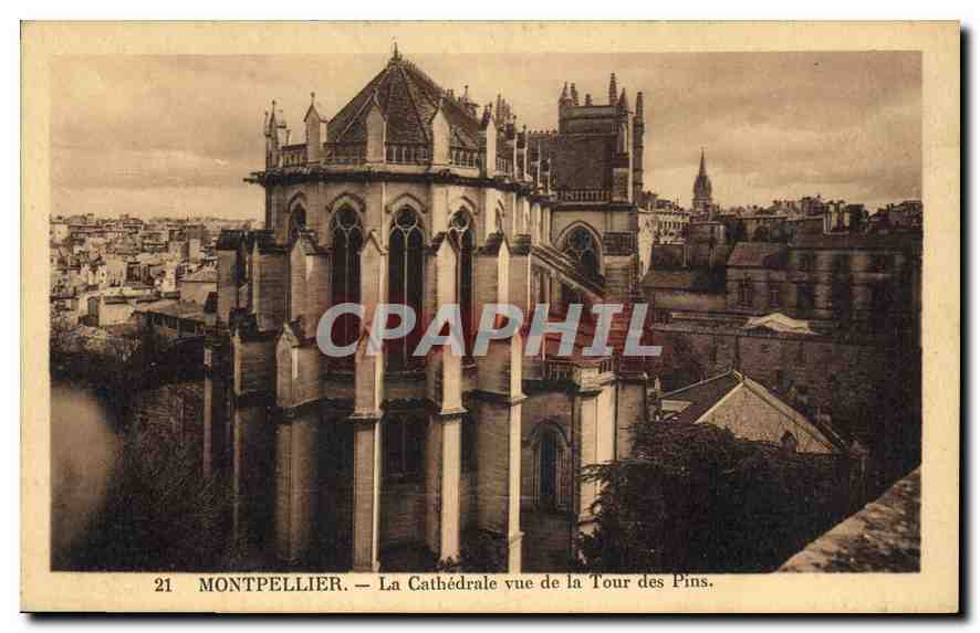 Montpellier — Ansicht der Kathedrale von der Tour des Pins — Verlag J.-P. Jus, Montpellier