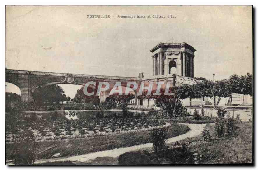 CPA Montpellier Promenade basse et Chateau d'Eau 