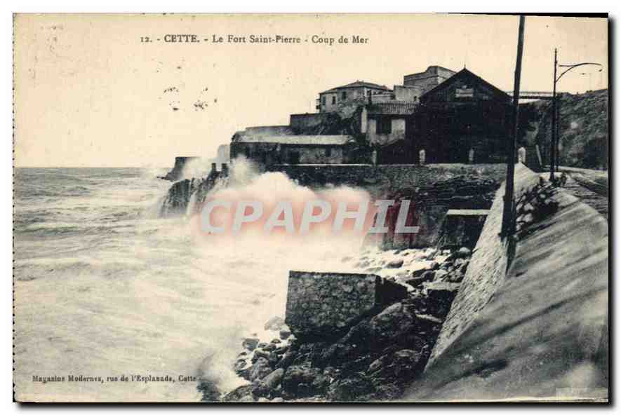 CPA Cette le Fort Saint Pierre Coup de Mer 