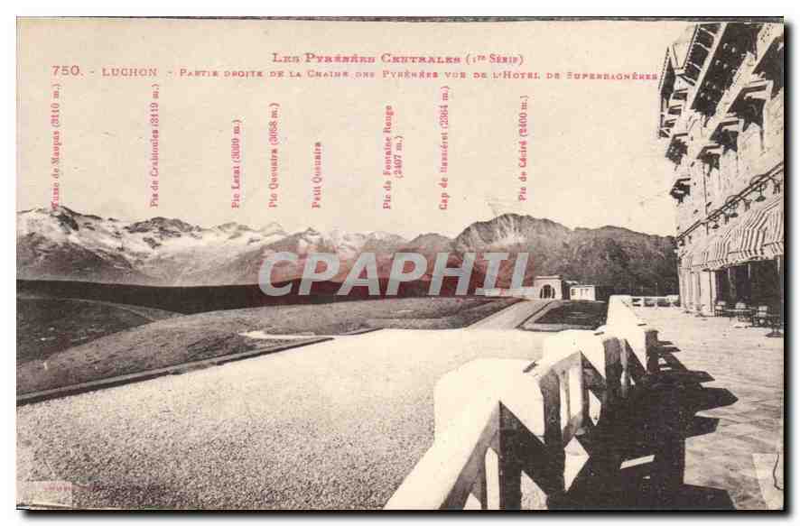 Luchon - Partie droite de la chaîne des Pyrénées vue de l'hôtel de Superbagnères — 17e Série