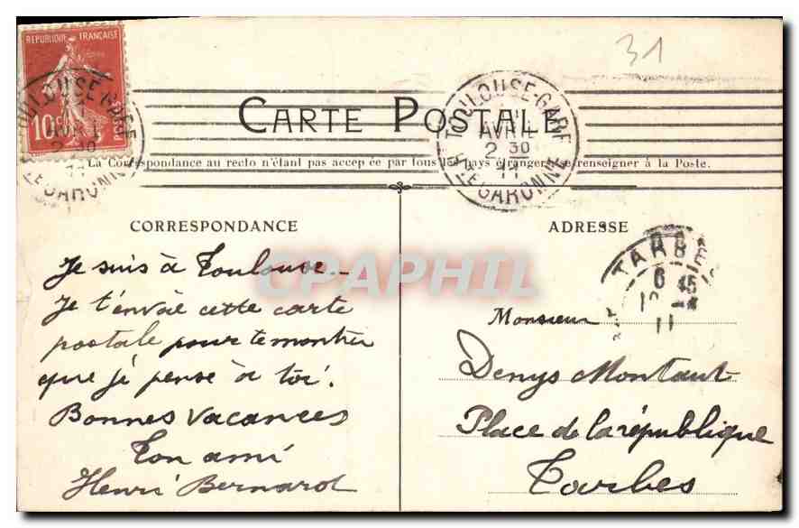 Toulouse — Église Saint-Sernin, le Christ Byssantin — CPA n°91 — Verso