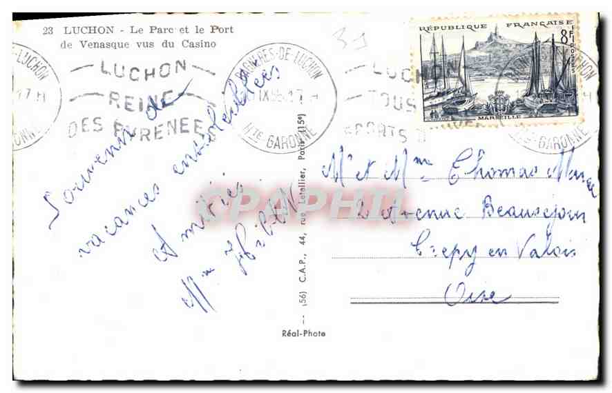 Luchon - Le Parc et le Port de Venasque vus du Casino — Réal-Photo, n°23 — Reverso