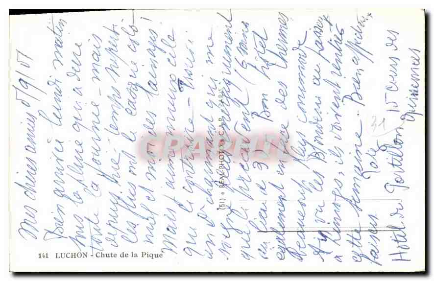 Luchon - Chute de la Pique — éditeur CAP, n° 141 — Reverso