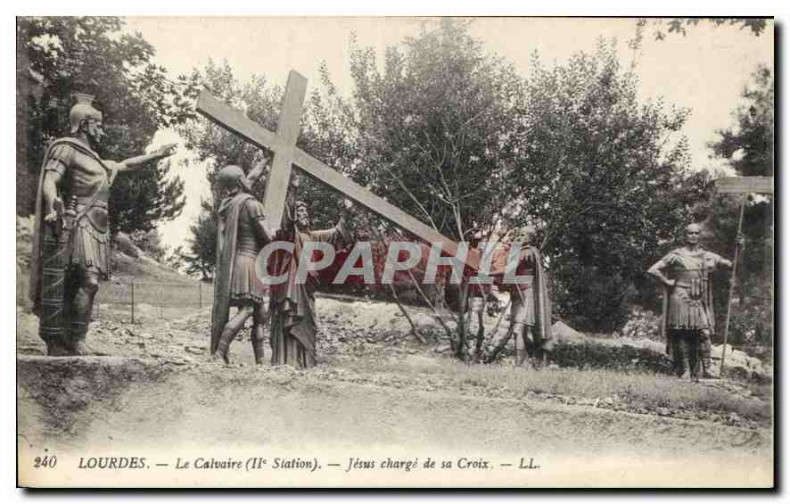 CPA Lourdes le Calvaire II Station Jesus charge de sa Croix 