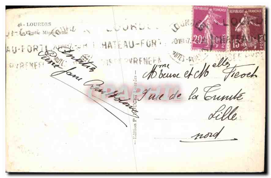 CPA Lourdes la Grotte Miraculeuse  — Verso
